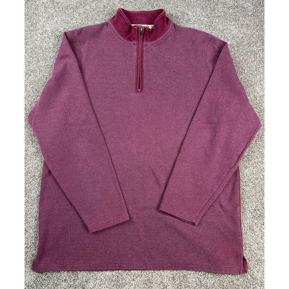 Pendleton Men's Large Quarter Zip Pullover Maroon Cotton Blend Long Sleeve‎